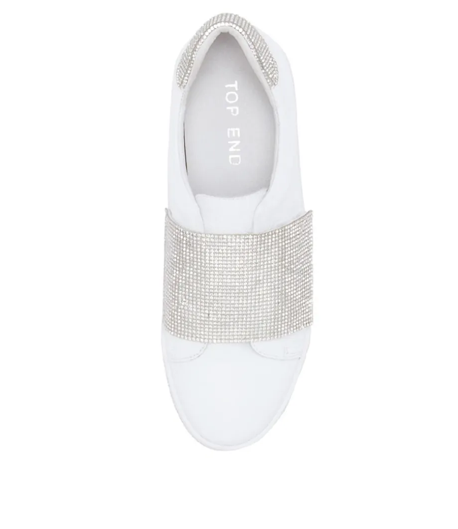 Patisse White Silver Leather Jewels Sneakers