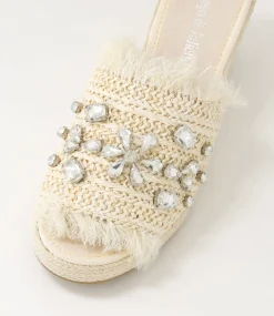 Pitchy Beige Synthetic Raffia Espadrilles