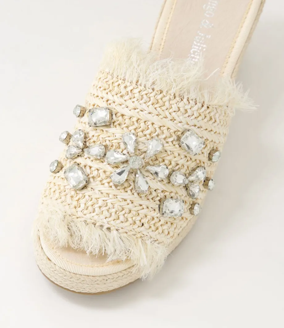 Pitchy Beige Synthetic Raffia Espadrilles