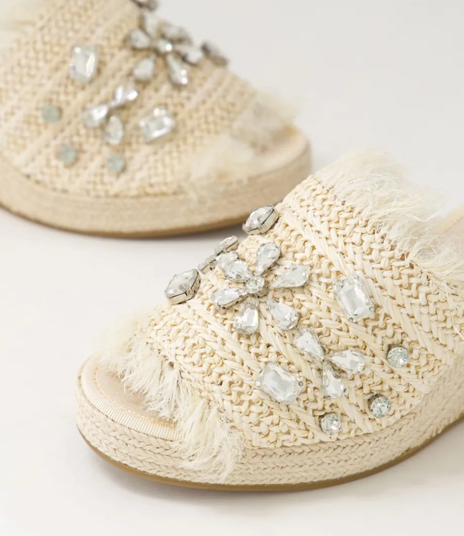 Pitchy Beige Synthetic Raffia Espadrilles