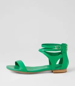 Please Bright Emerald Leather Sandals