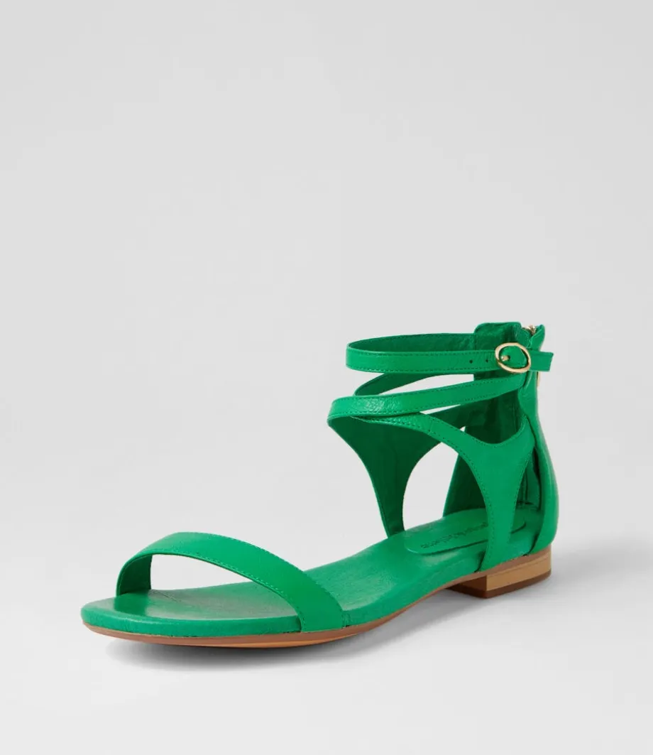 Please Bright Emerald Leather Sandals