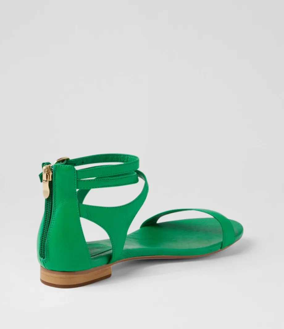 Please Bright Emerald Leather Sandals