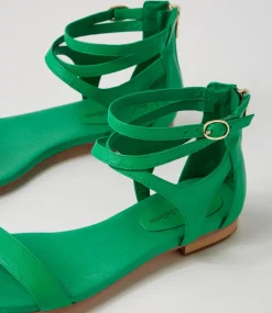 Please Bright Emerald Leather Sandals