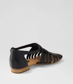 Pleva Black Leather Sandals