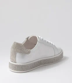 Pluma White Shimmer Silver Leather Jewels Sneakers