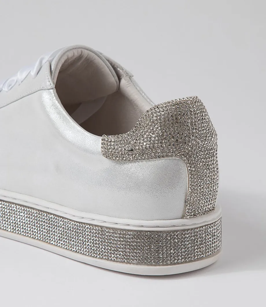 Pluma White Shimmer Silver Leather Jewels Sneakers