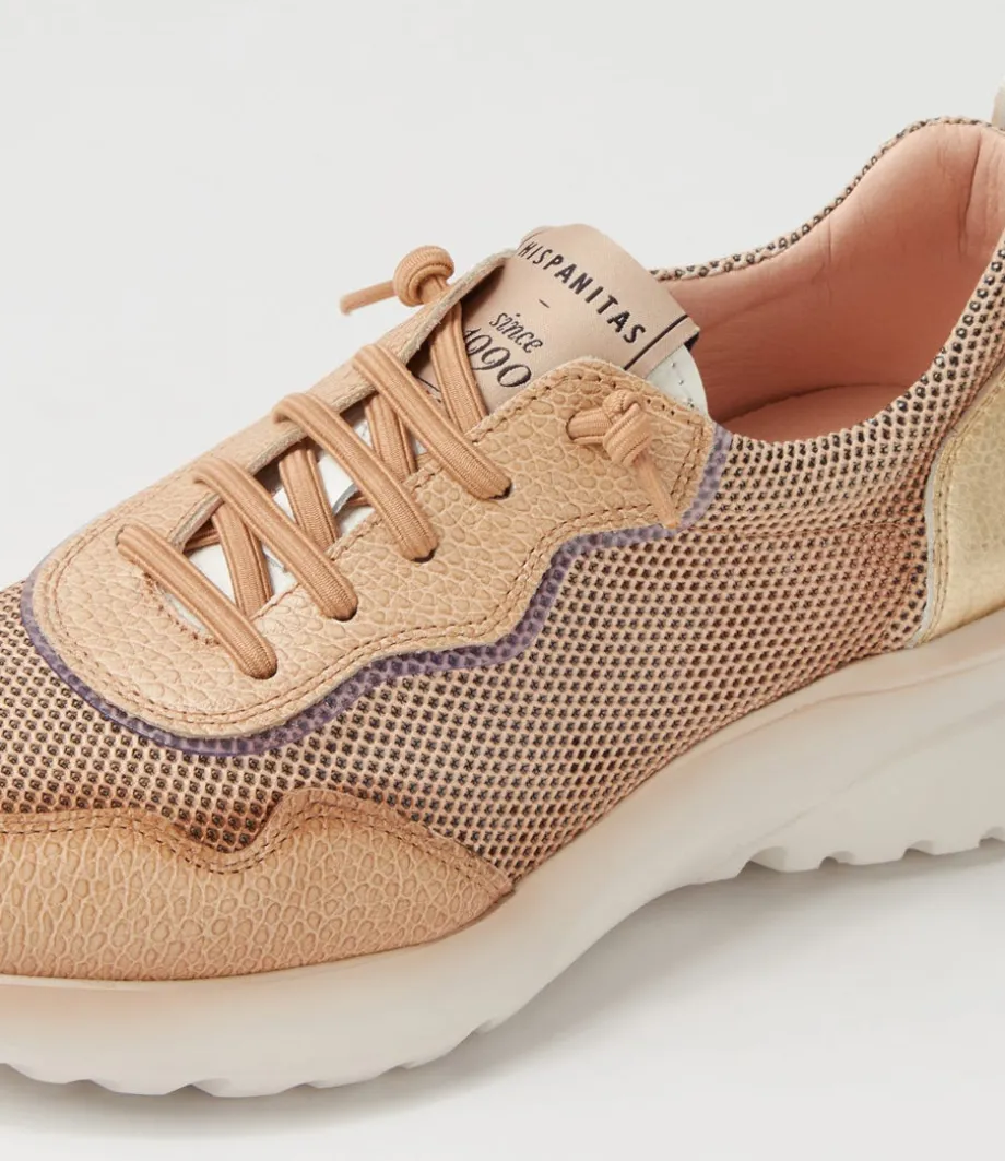 Polinesia 94 Desert Platino Mesh Leather Sneakers