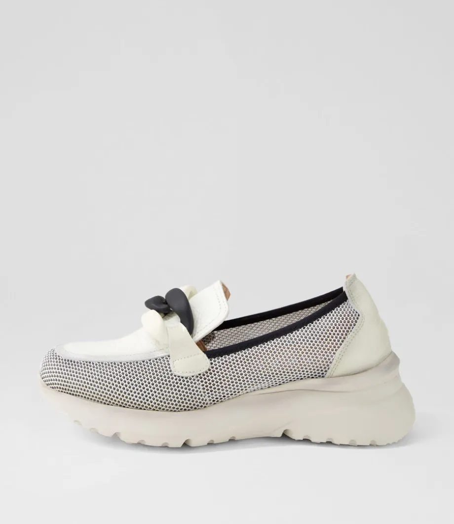 Polinesia 13 White Panna Mesh Leather Loafers