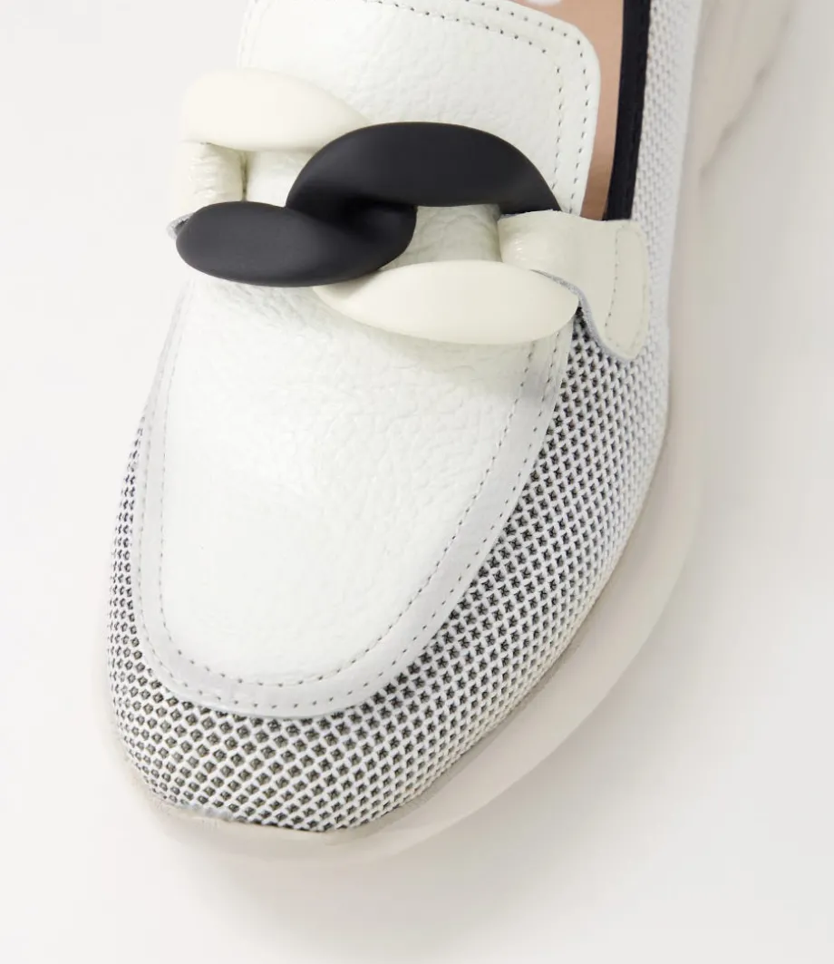Polinesia 13 White Panna Mesh Leather Loafers