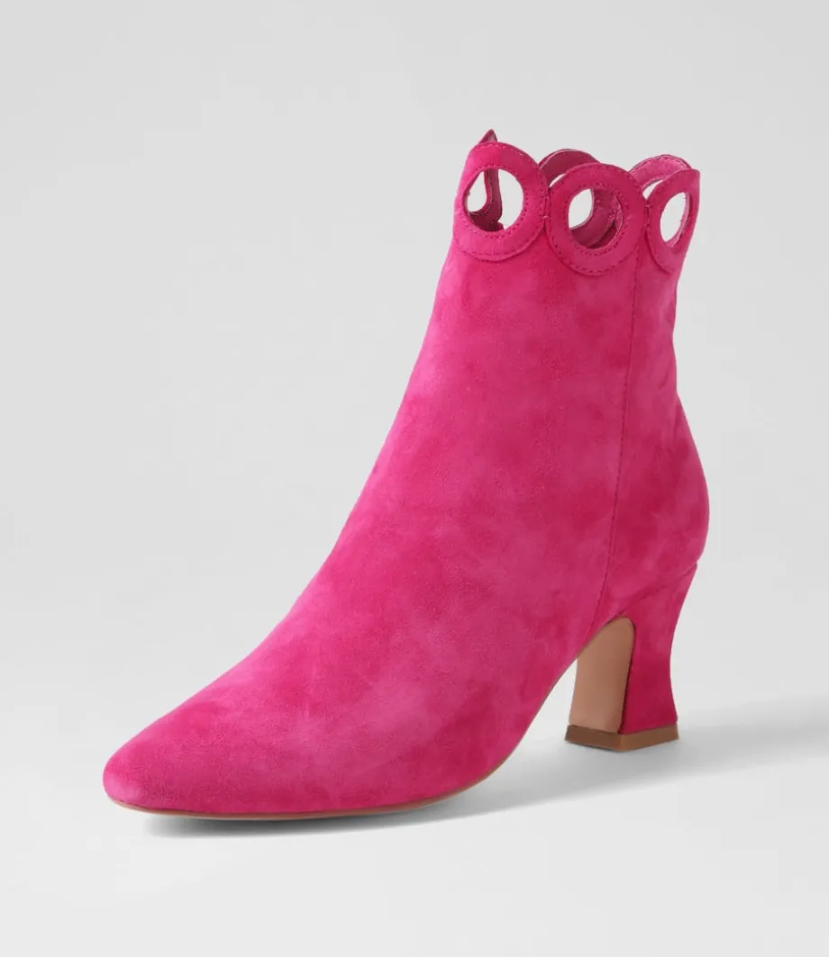 Primson Fuchsia Suede Ankle Boots