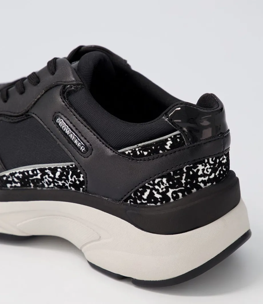 Pro Black Leather Textile Sneakers