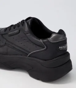 Pro Walker Premium Black Leather Sneakers