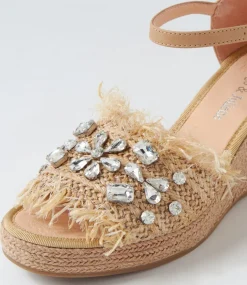 Purley Coffee Synthetic Raffia Leather Sandals