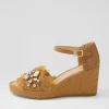 Purley Tan Synthetic Raffia Leather Sandals