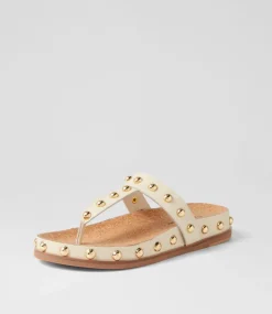 Quell Milk Gold Leather Thongs