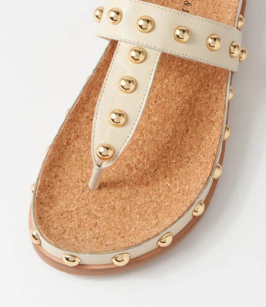 Quell Milk Gold Leather Thongs