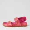 Quffle Fuchsia Orange Stripe Leather Sandals
