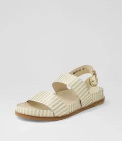 Quffle Milk Gold Stripe Leather Sandals