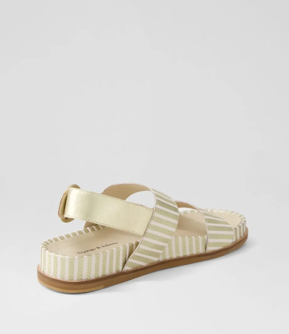 Quffle Milk Gold Stripe Leather Sandals