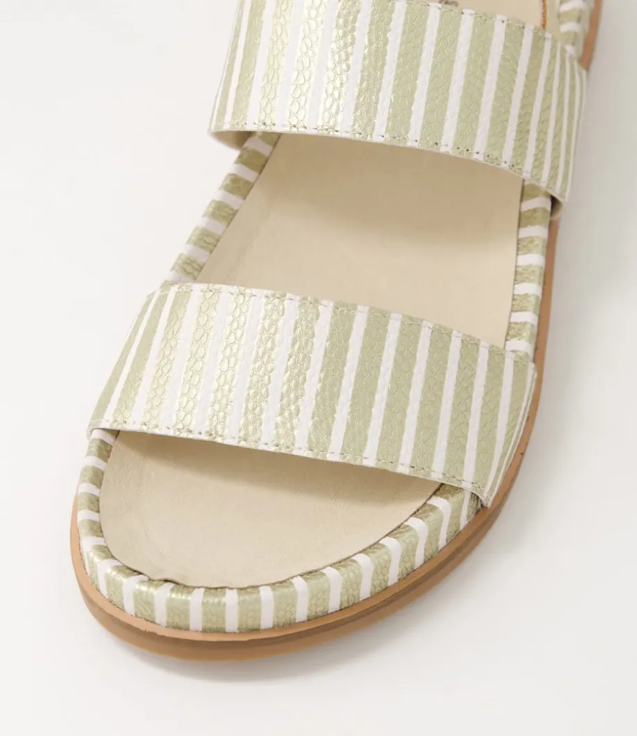 Quffle Milk Gold Stripe Leather Sandals