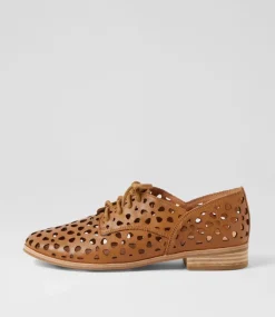 Quorgy Dark Tan Leather Lace Up Flats