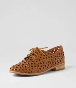 Quorgy Dark Tan Leather Lace Up Flats