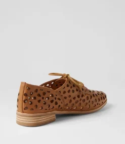 Quorgy Dark Tan Leather Lace Up Flats