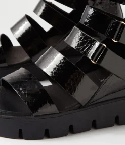Raafe Black Mirror Leather Sandals