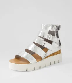 Raafe Silver White Mirror Leather Sandals