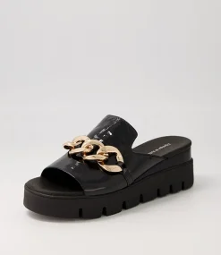Rablise Black Patent Sole Slides