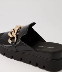 Rablise Black Patent Sole Slides