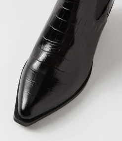 Rage Black Croc Patent Leather Chelsea Boots