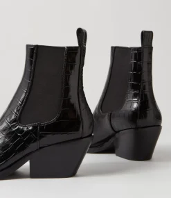 Rage Black Croc Patent Leather Chelsea Boots