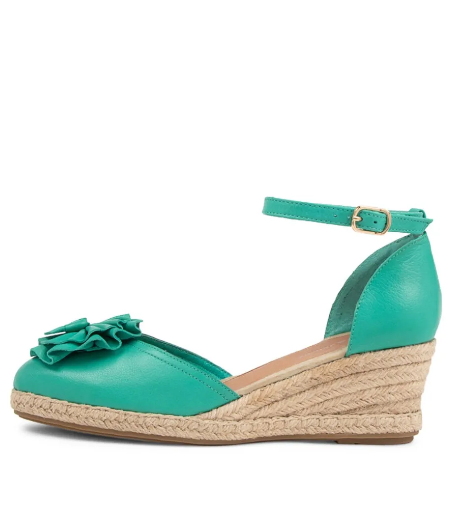 Raggie Light Emerald Nat Rope Leather Wedges