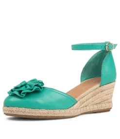 Raggie Light Emerald Nat Rope Leather Wedges