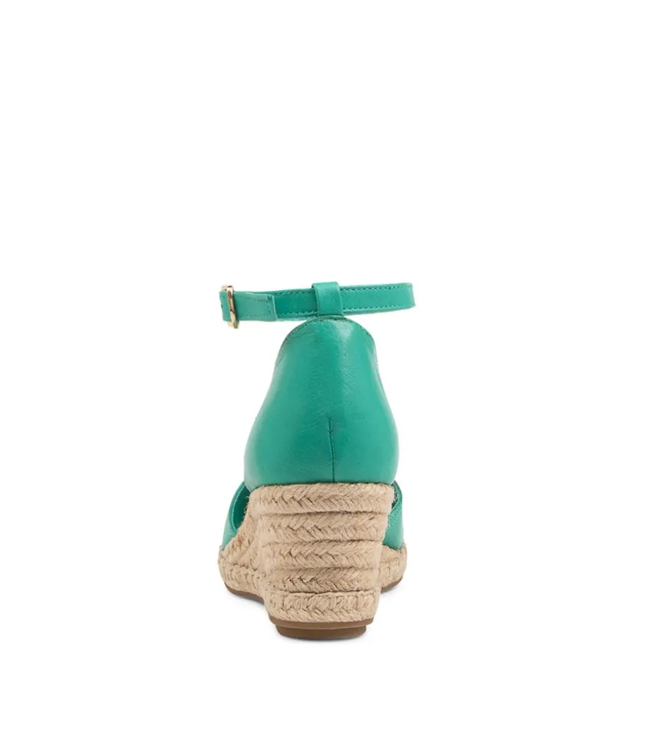 Raggie Light Emerald Nat Rope Leather Wedges