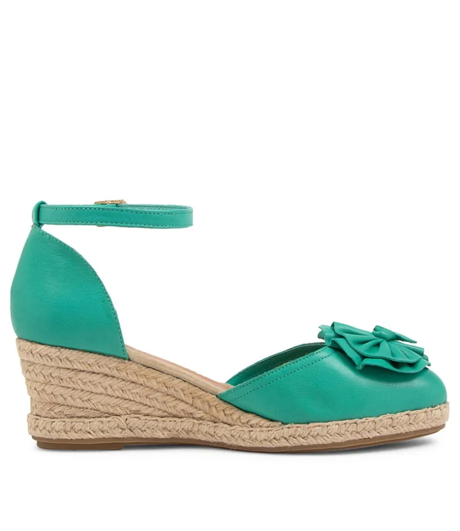 Raggie Light Emerald Nat Rope Leather Wedges