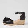 Rakim Black Leather Suede Wedges