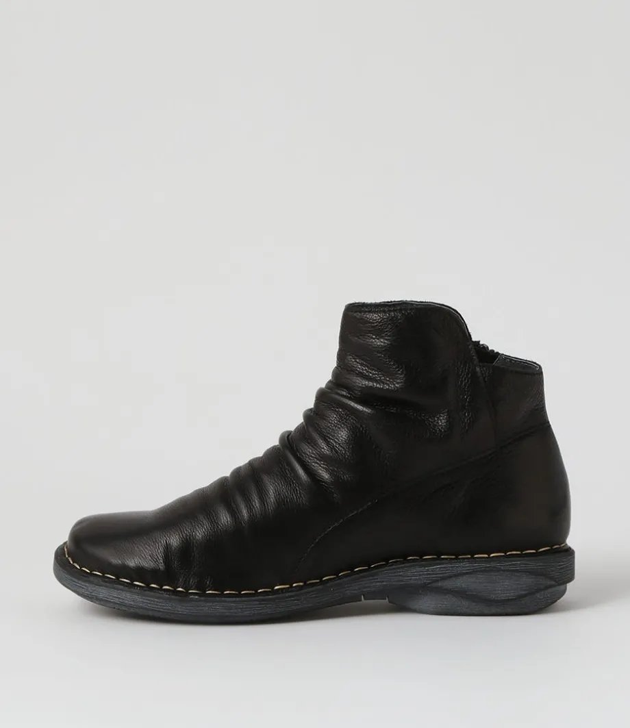 Rarar Black Leather Ankle Boots