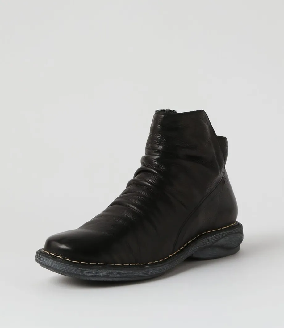 Rarar Black Leather Ankle Boots
