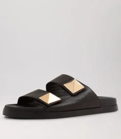 Redding Black Leather Slides