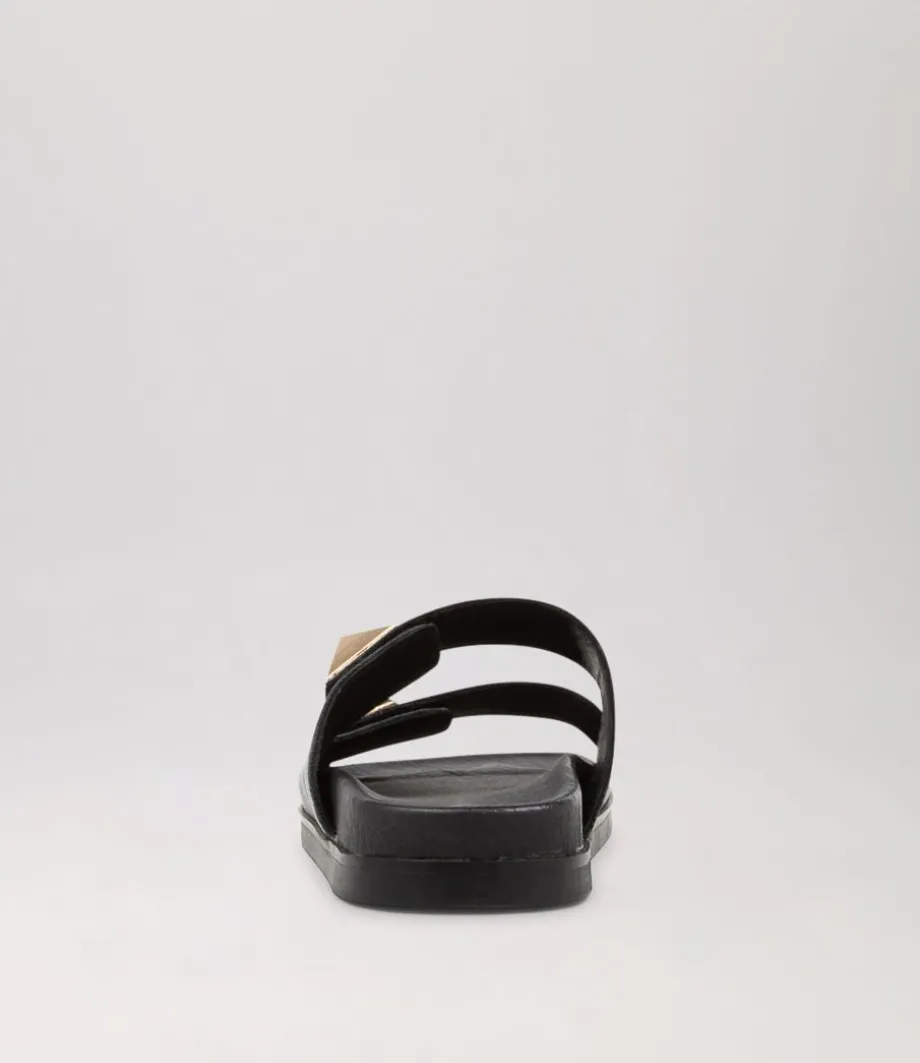 Redding Black Leather Slides