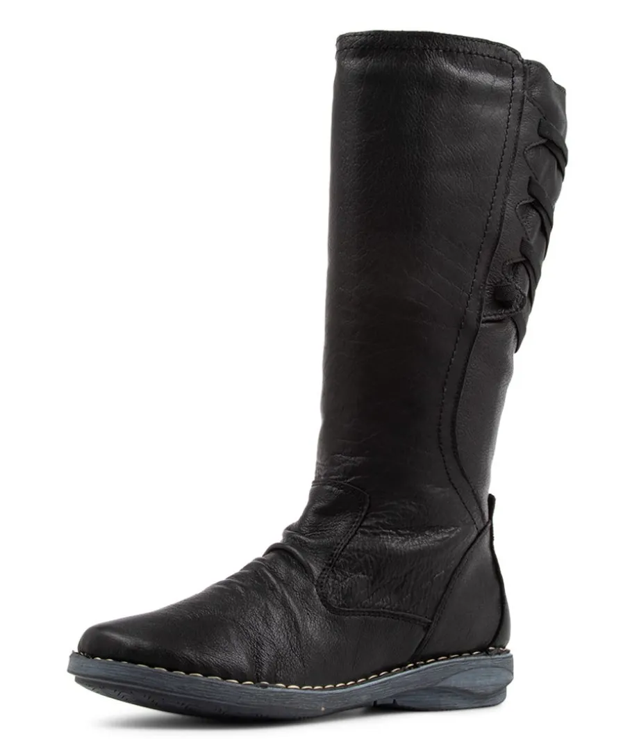 Reece Black Leather Knee High Boots