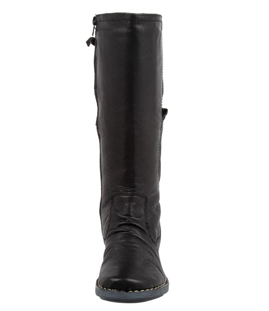 Reece Black Leather Knee High Boots
