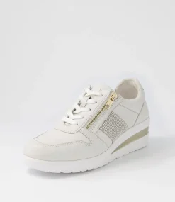 Reehale White Silver Leather Jewels Sneakers