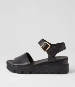 Reesen Black Leather Sandals