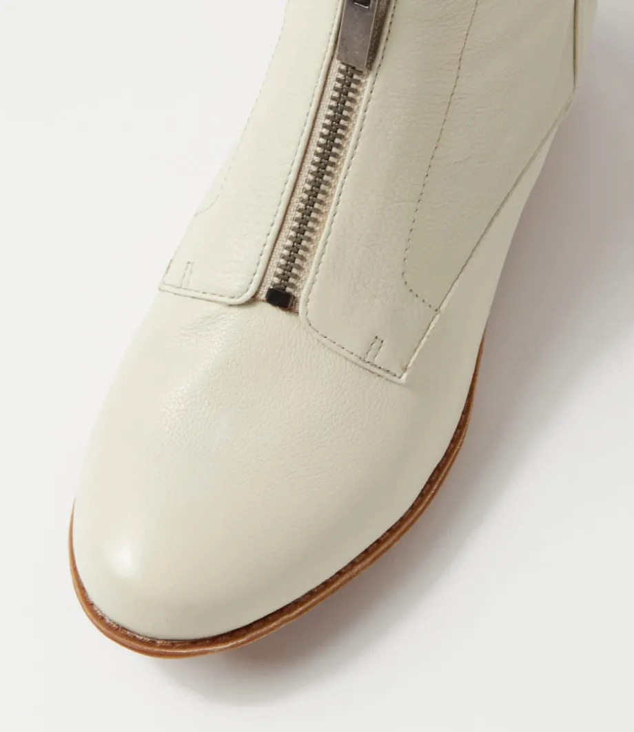 Regas Almond Natural Heel Leather Fur Ankle Boots