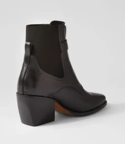 Relsea Black Leather Elastic Chelsea Boots