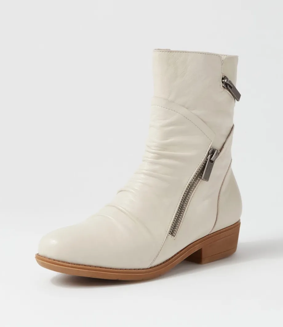 Renu Almond Leather Ankle Boots